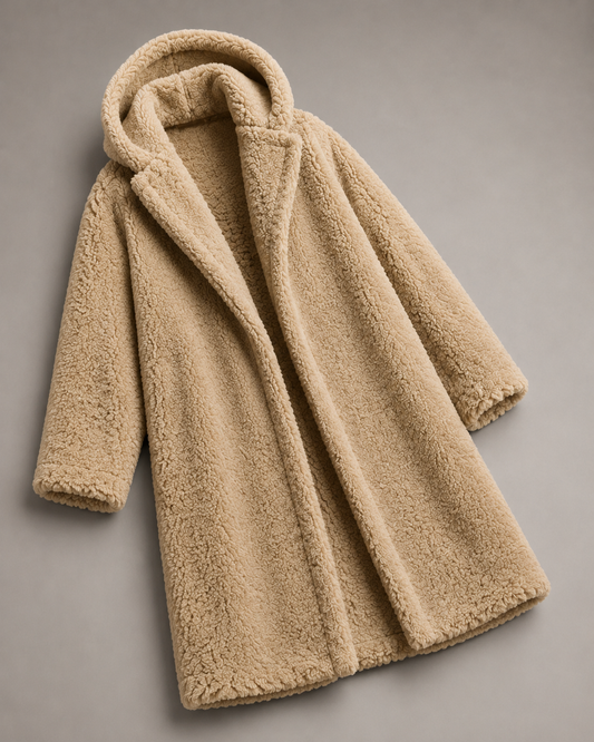 Oversized Sherpa Hooded Coat front