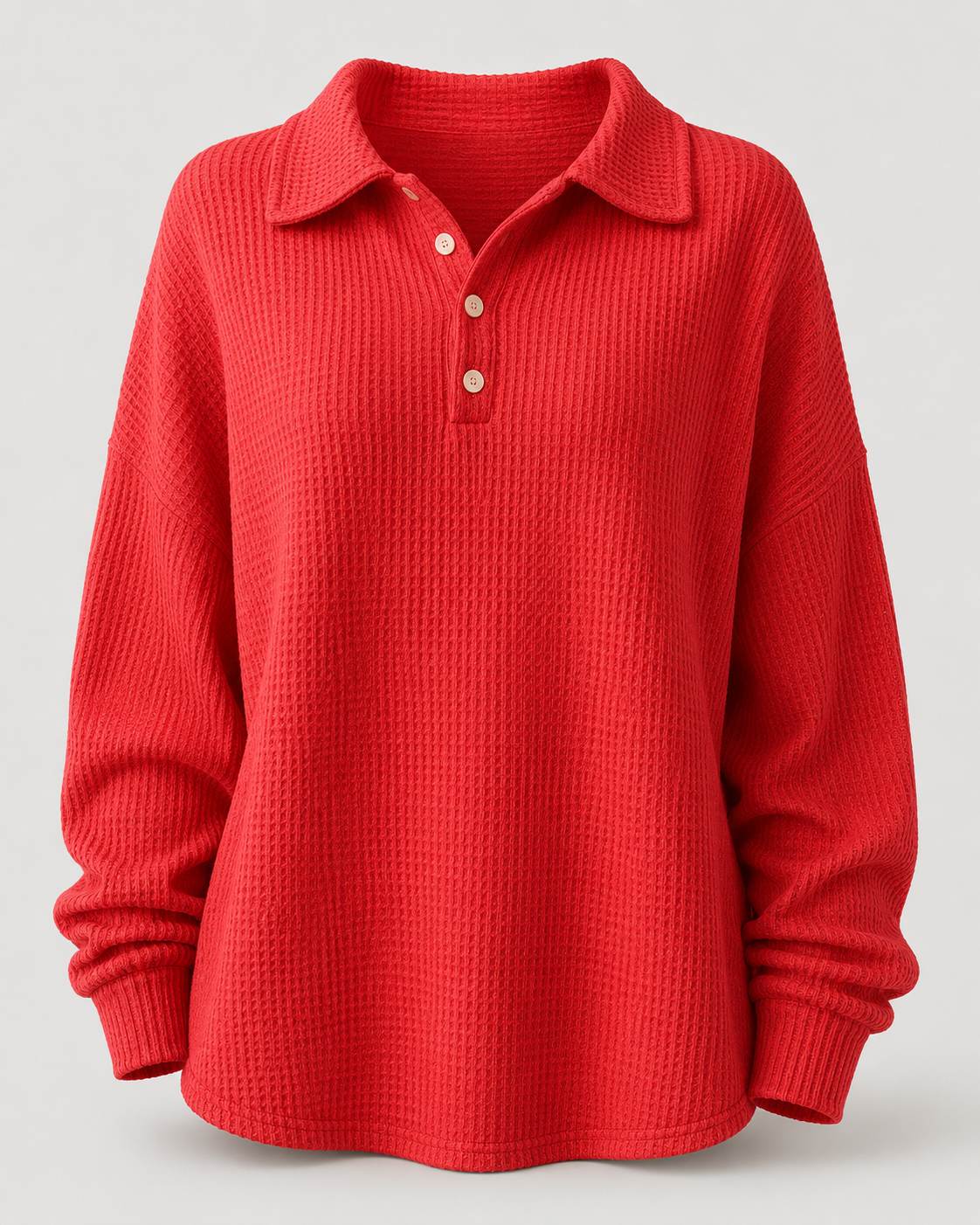 Waffle Knit Polo Sweater front