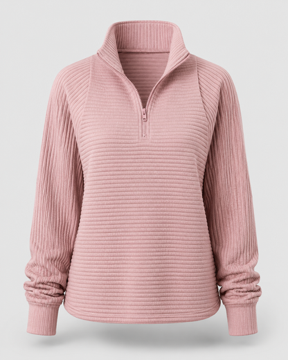 Ribbed Quarter-Zip Pullover