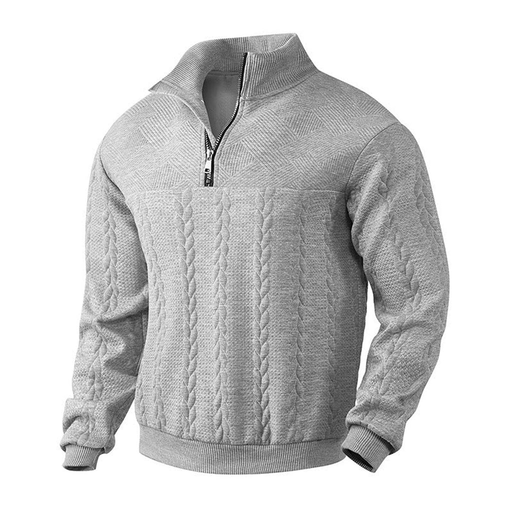 Men's Cable-Knit Ribbed Textured-Knit Oversized Sweater in Heather Gray - view 1