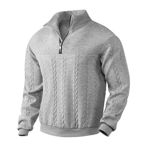 Men's Cable-Knit Ribbed Textured-Knit Oversized Sweater in Heather Gray - view 1