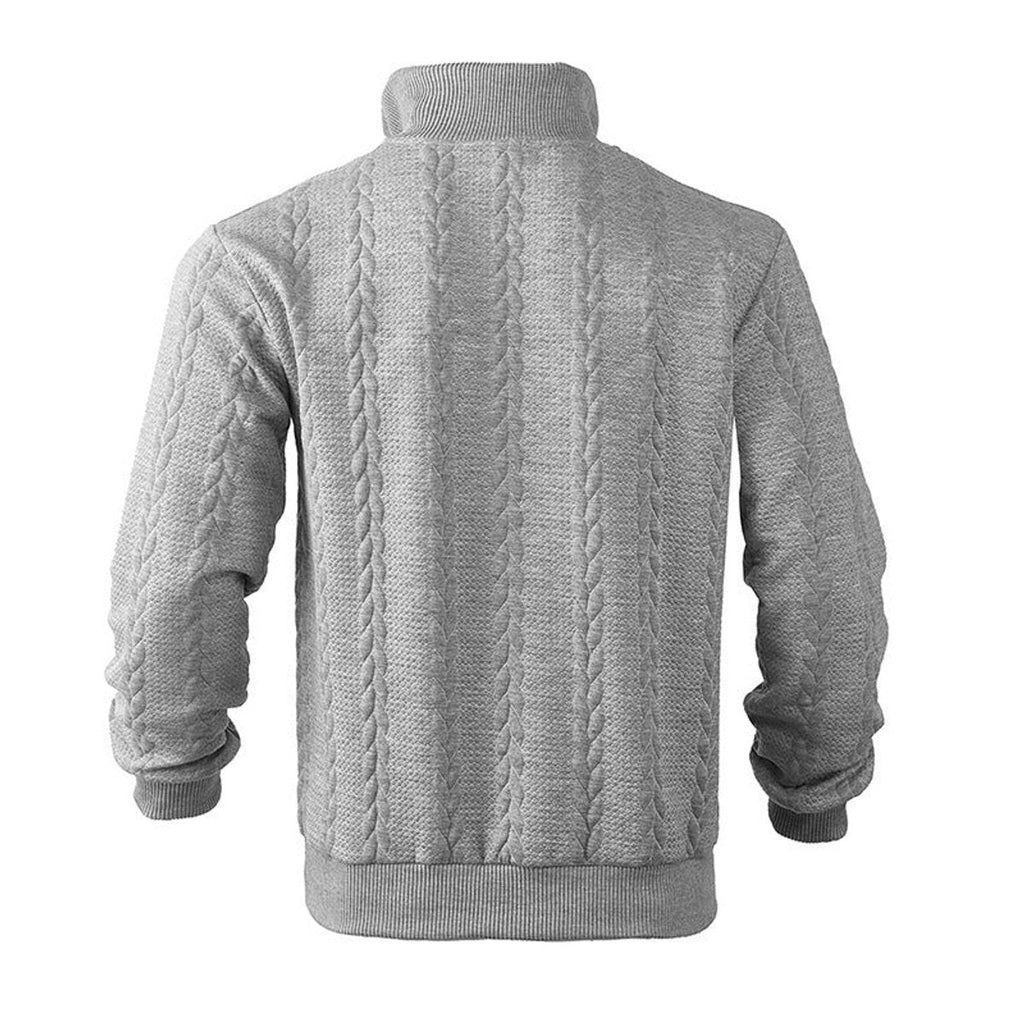 Men's Cable-Knit Ribbed Textured-Knit Oversized Sweater in Heather Gray - view 3