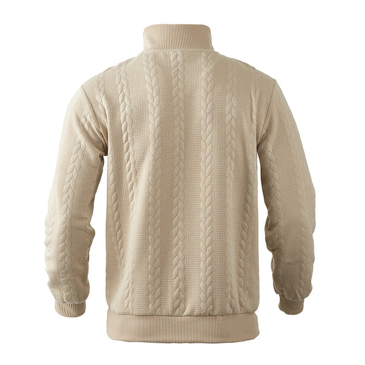 Men's Cable-Knit Ribbed Textured-Knit Oversized Sweater in Beige - view 6
