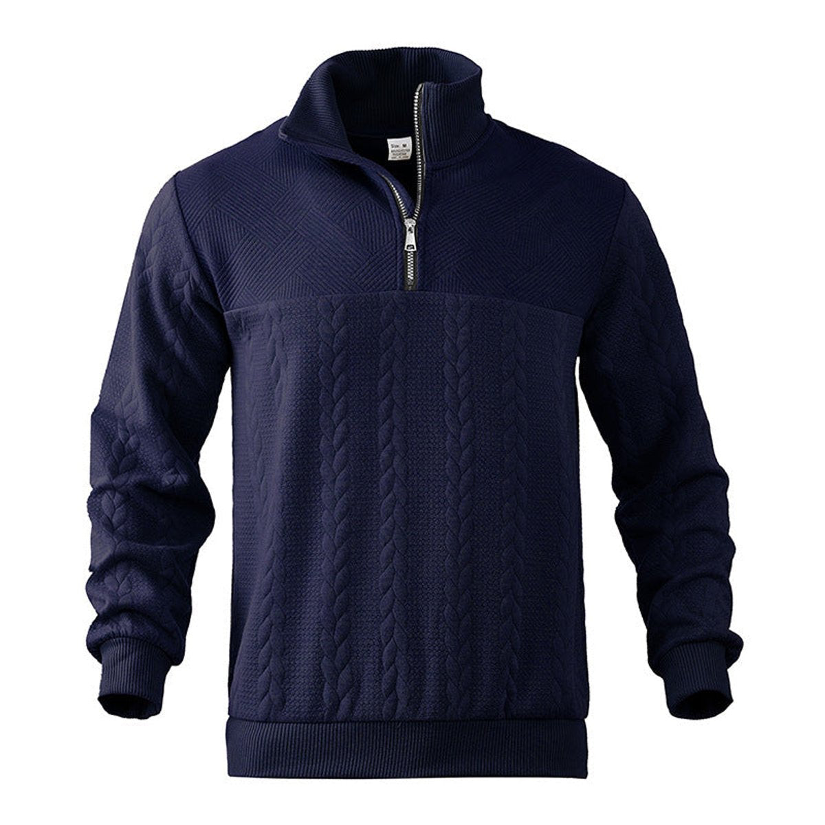 Men's Cable-Knit Ribbed Textured-Knit Oversized Sweater in Navy Blue - view 7