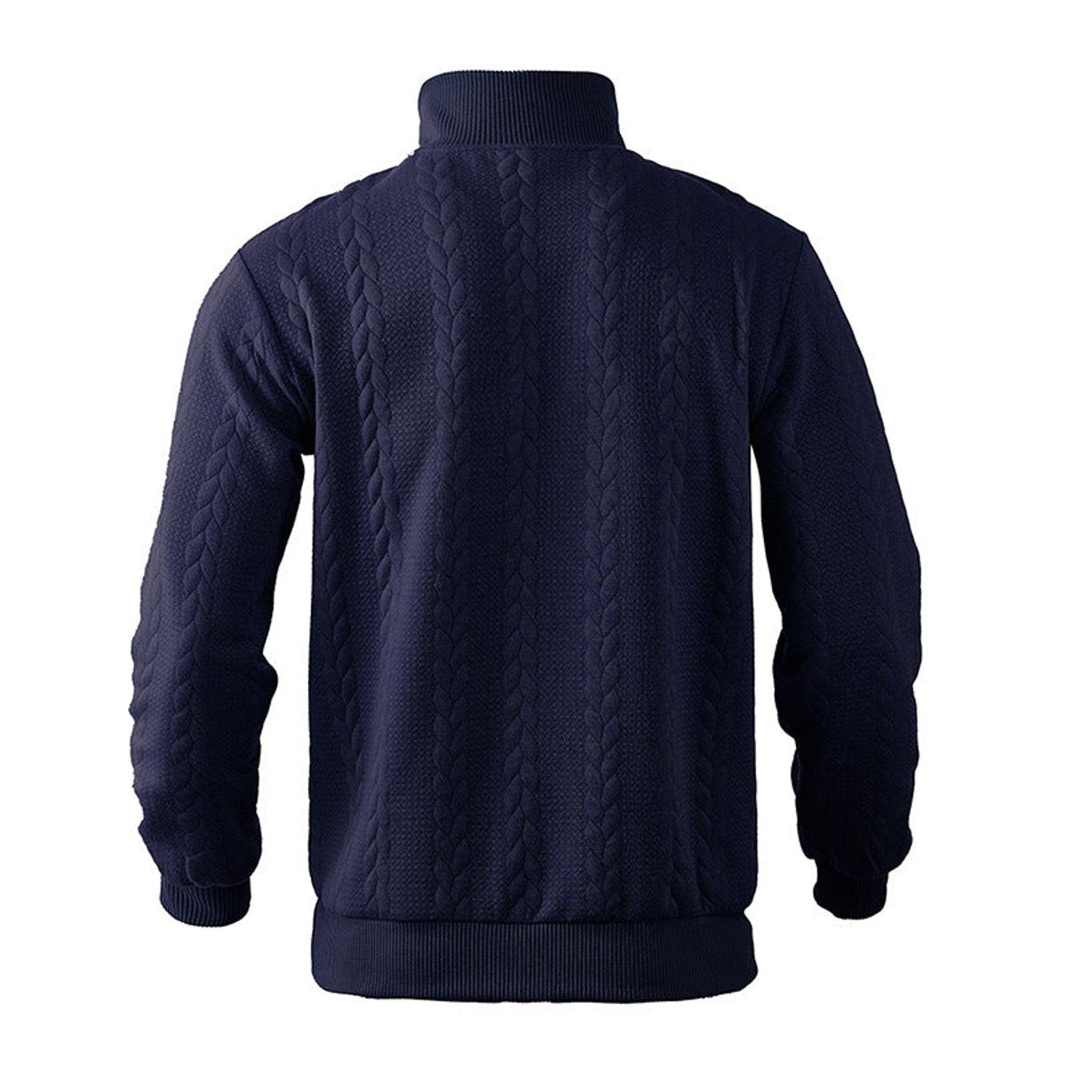 Men's Cable-Knit Ribbed Textured-Knit Oversized Sweater in Navy Blue - view 8
