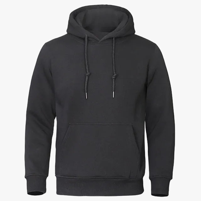 Men's Fleece-Lined Hoodie with Kangaroo Pocket in Black - view 1