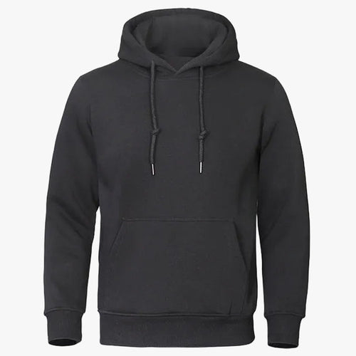 Men's Fleece-Lined Hoodie with Kangaroo Pocket in Black - view 1
