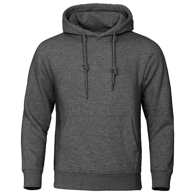Men's Fleece-Lined Hoodie with Kangaroo Pocket in Dark Gray - view 2