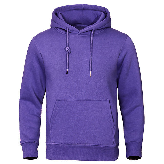 Men's Fleece-Lined Hoodie with Kangaroo Pocket in Purple - view 3