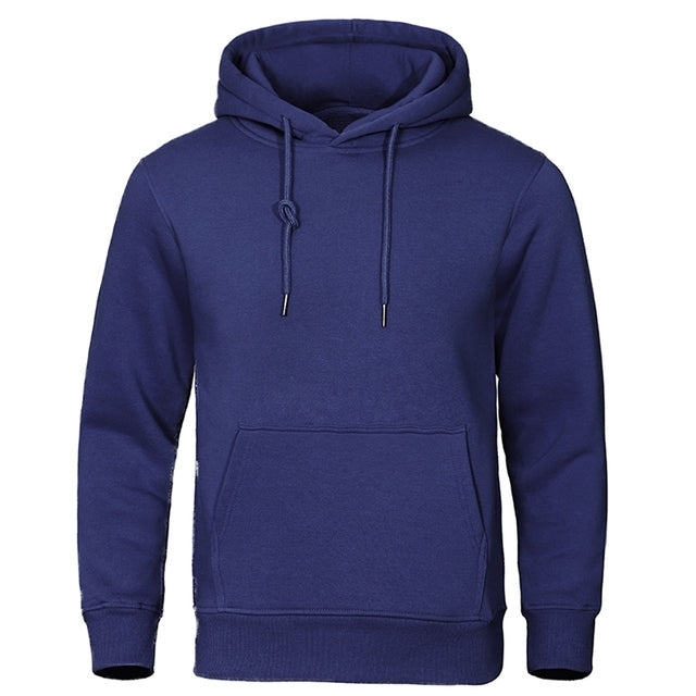 Men's Fleece-Lined Hoodie with Kangaroo Pocket in Dark Blue - view 4