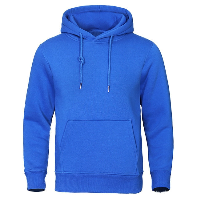 Men's Fleece-Lined Hoodie with Kangaroo Pocket in Blue - view 5