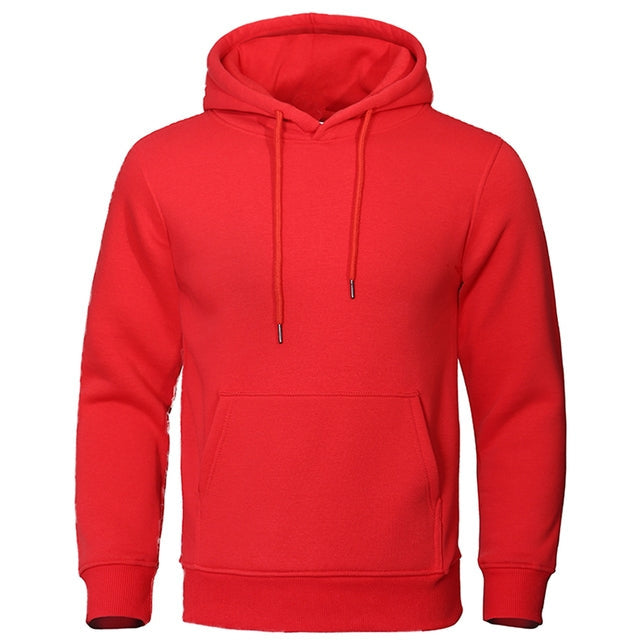 Men's Fleece-Lined Hoodie with Kangaroo Pocket in Red - view 6