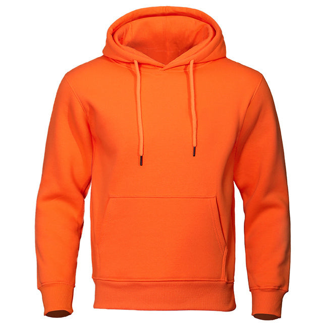 Men's Fleece-Lined Hoodie with Kangaroo Pocket in Orange - view 7