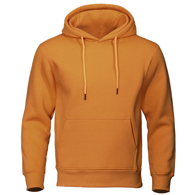 Men's Fleece-Lined Hoodie with Kangaroo Pocket in Yellow - view 8