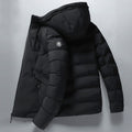 Men's Longline Quilted Hooded Padded Jacket in Black - view 3