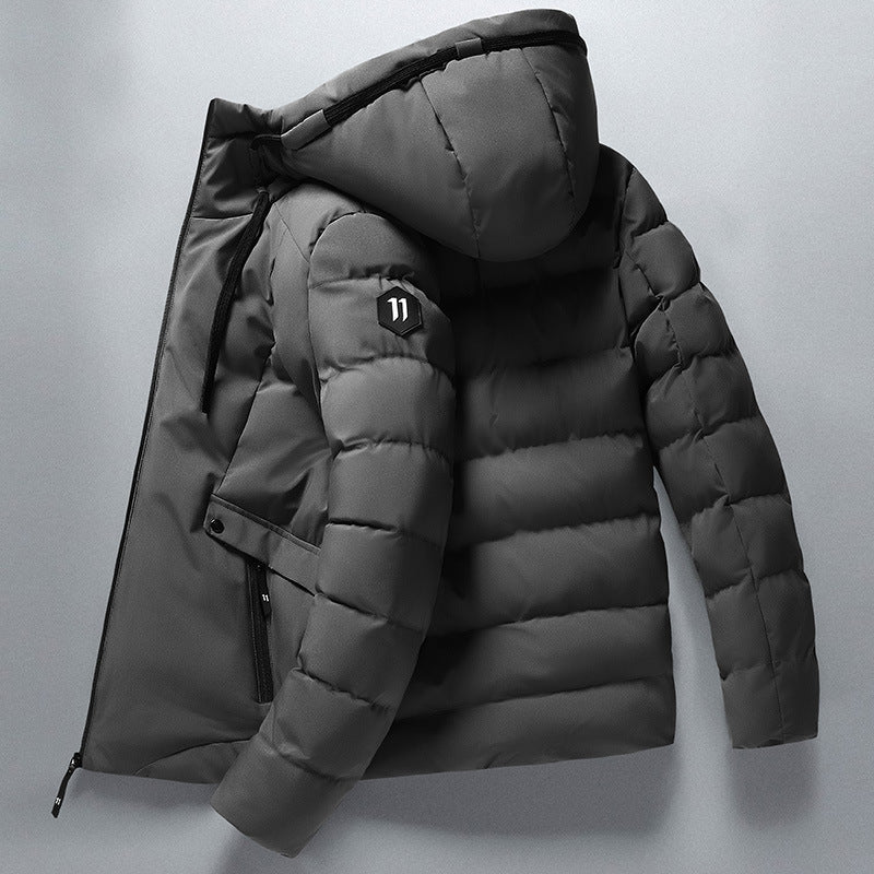Men's Longline Quilted Hooded Padded Jacket in Gray - view 4