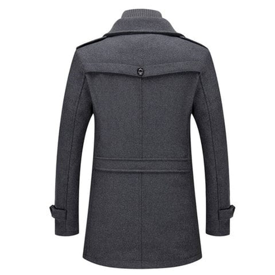Men's Zip-Up Button-Front Overcoat with Inner Collar in Gray - view 4