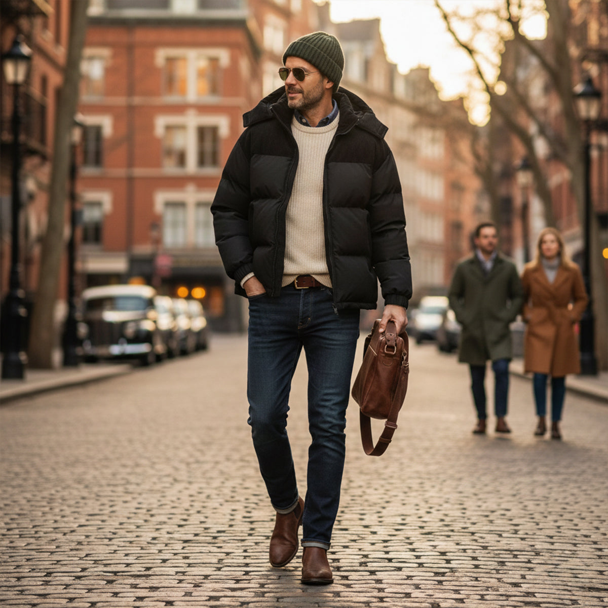 Men's Hooded Padded Puffer Coat with Zip Pockets - view 5