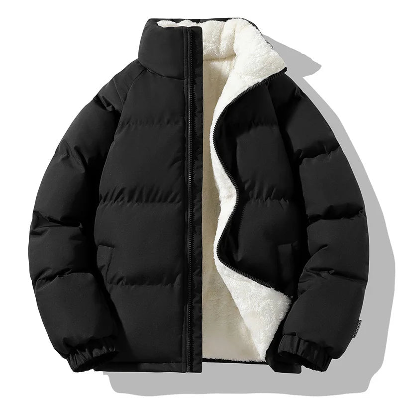Men's Hooded Padded Quilted Puffer Coat in Black - view 3