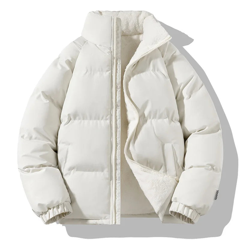 Men's Hooded Padded Quilted Puffer Coat in Cream - view 4
