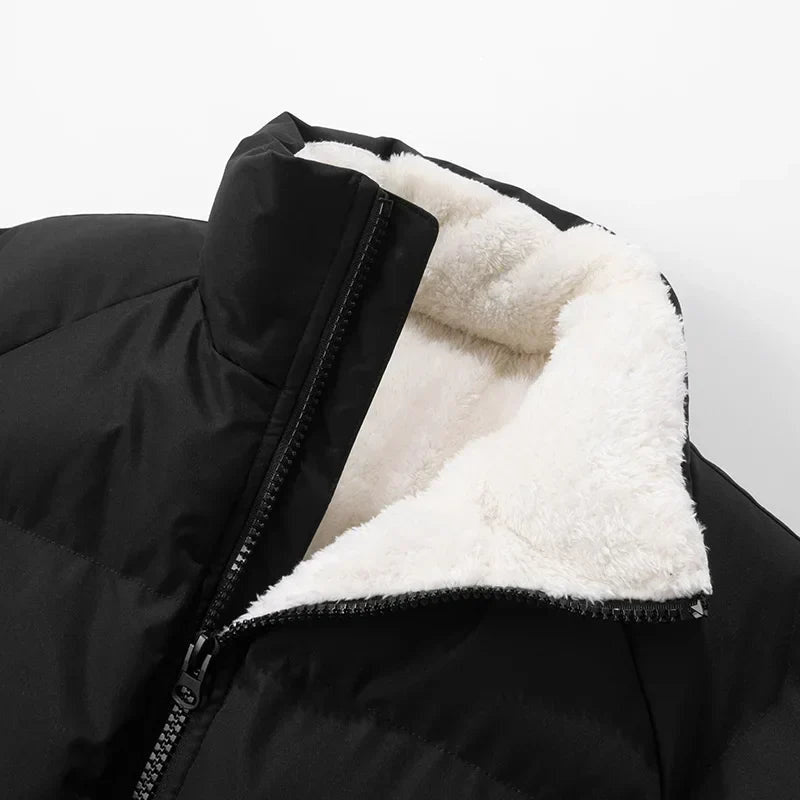 Men's Hooded Padded Quilted Puffer Coat in Black - view 8