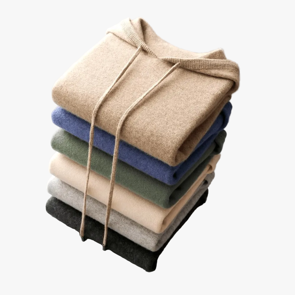 Men's Ribbed Knit Pullover Hoodie with Drawcords - view 1