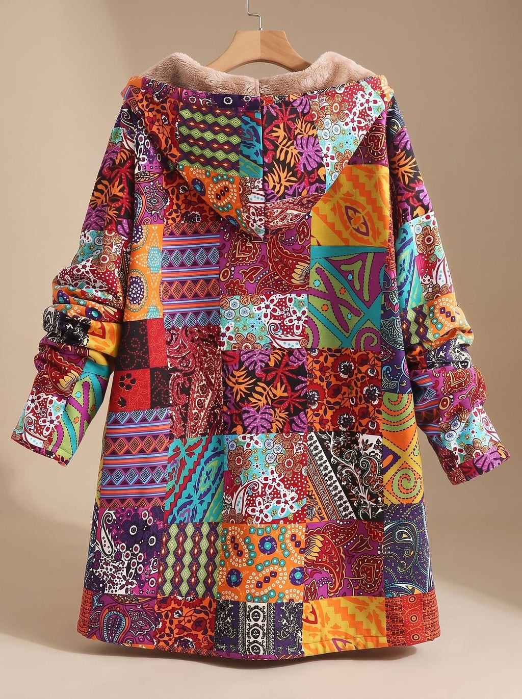 Women's Fleece-Lined Hooded Teddy Jacket in Ginger - view 2