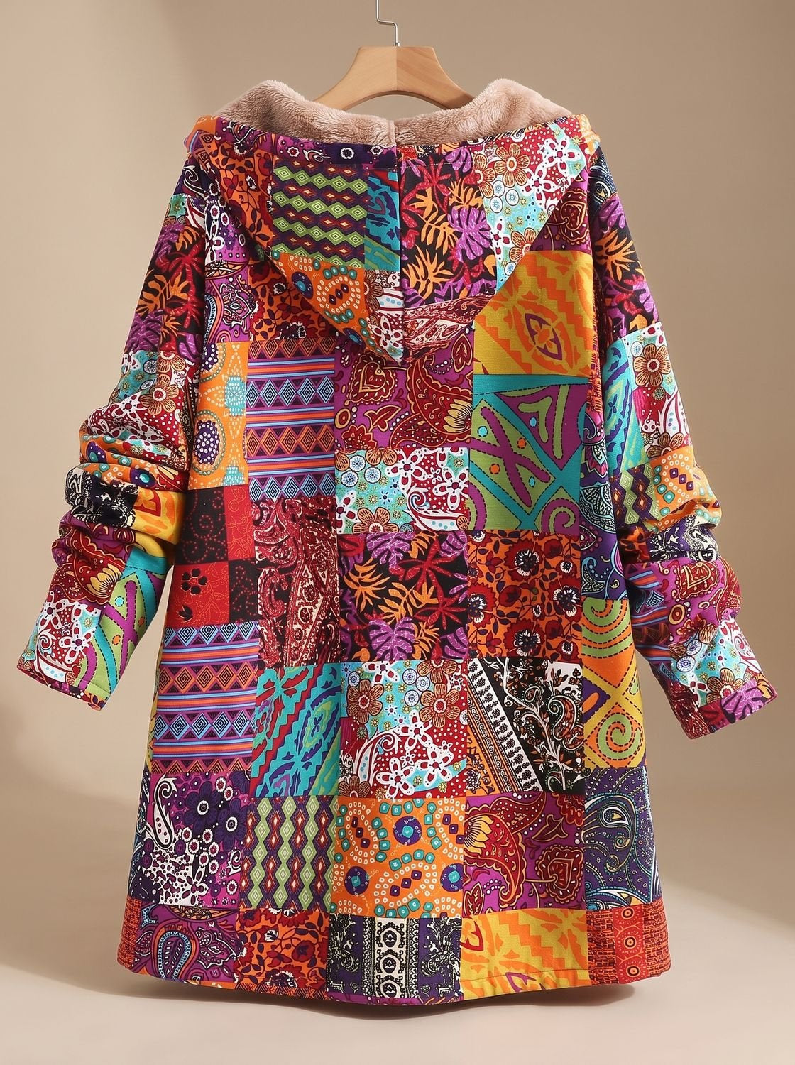 Women's Fleece-Lined Hooded Teddy Jacket in Ginger - view 2