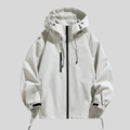 Men's Longline Hooded Zip-Up Jacket with Pockets in Gray - view 1