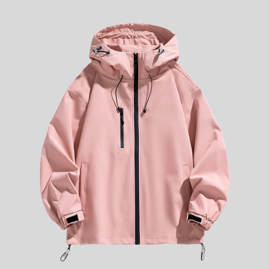 Men's Longline Hooded Zip-Up Jacket with Pockets in Pink - view 5