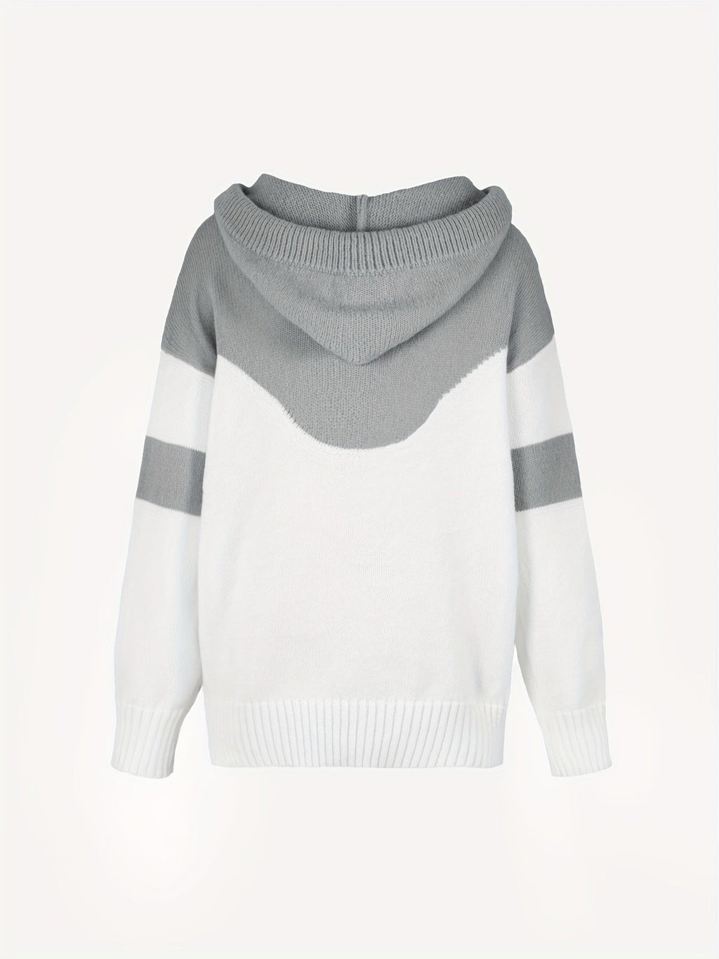 Women's Colorblock Drawstring Hoodie Sweater in Gray - view 7