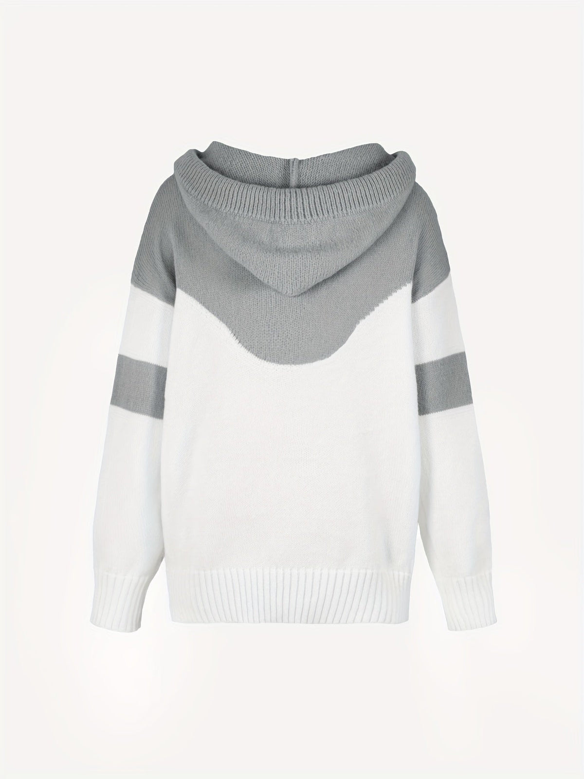 Women's Colorblock Drawstring Hoodie Sweater in Gray - view 7