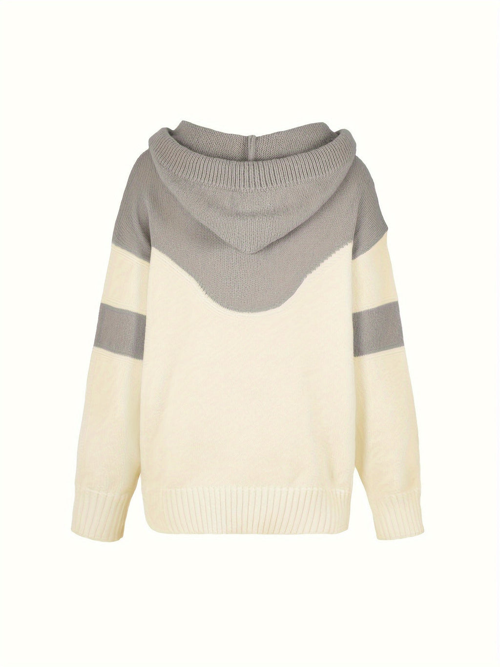 Women's Colorblock Drawstring Hoodie Sweater in Gray - view 8