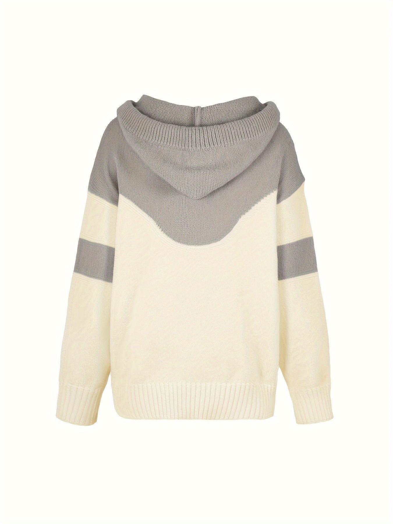 Women's Colorblock Drawstring Hoodie Sweater in Gray - view 8