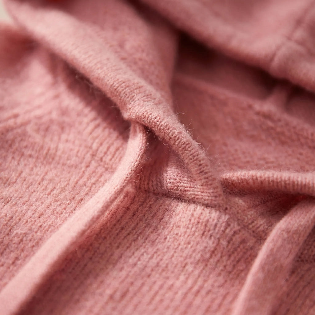 Women's Textured-Knit Pullover Hoodie with Drawcords in Pink - view 3