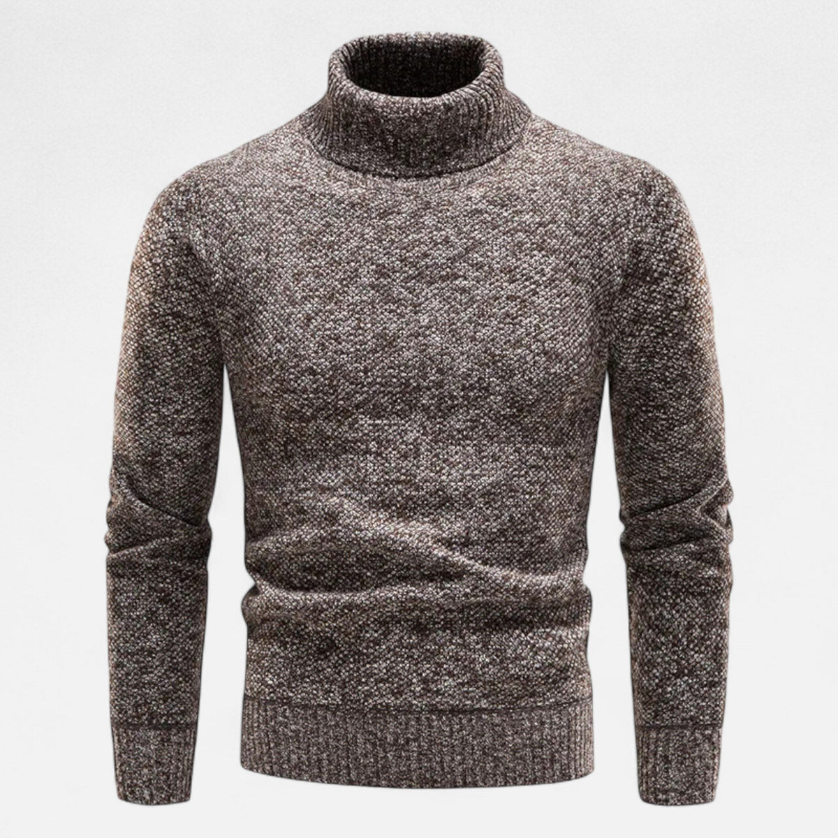 Men's Longline Marled Turtleneck Cardigan in Coffee - view 1