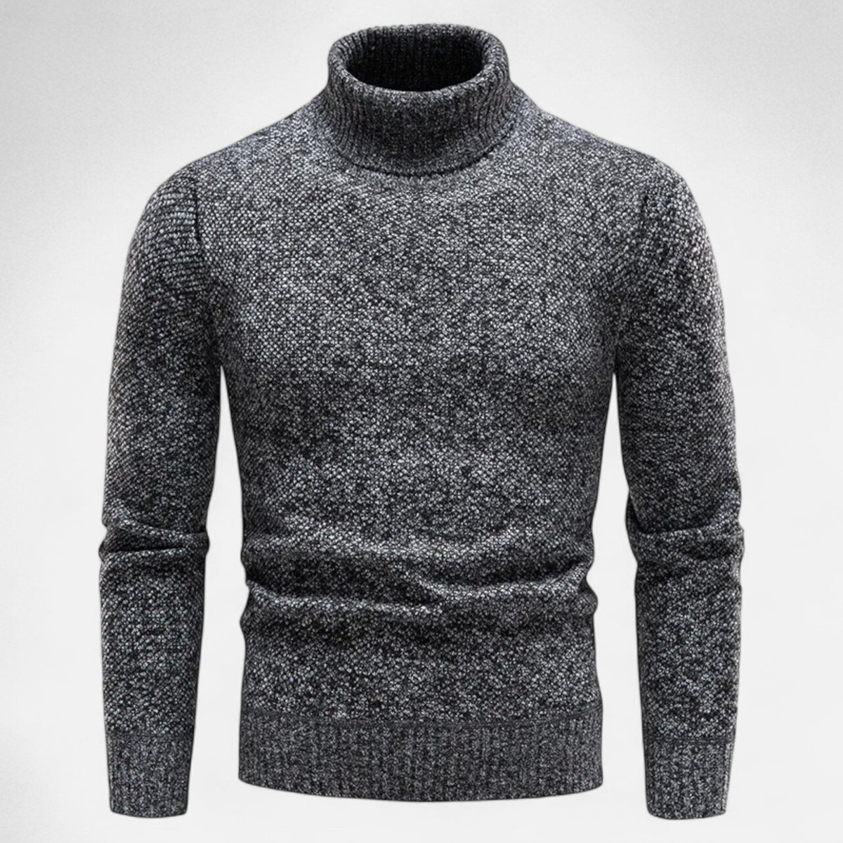 Men's Longline Marled Turtleneck Cardigan in Gray - view 2