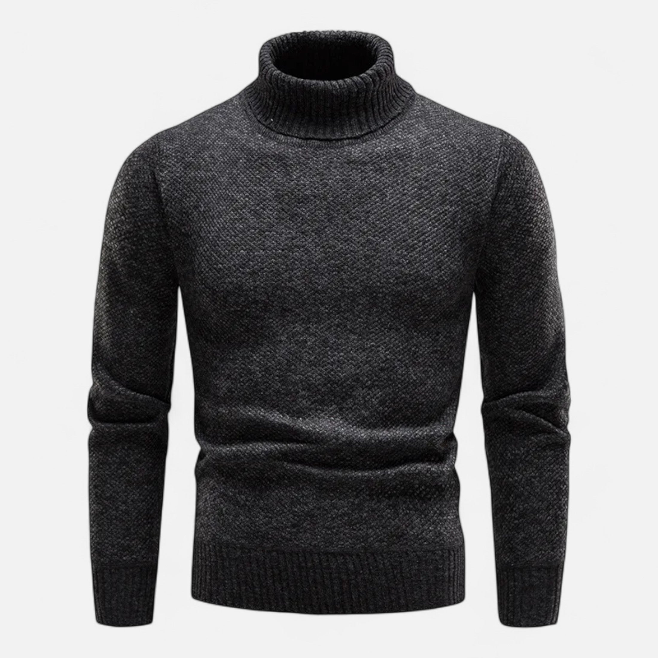Men's Longline Marled Turtleneck Cardigan in Black - view 3