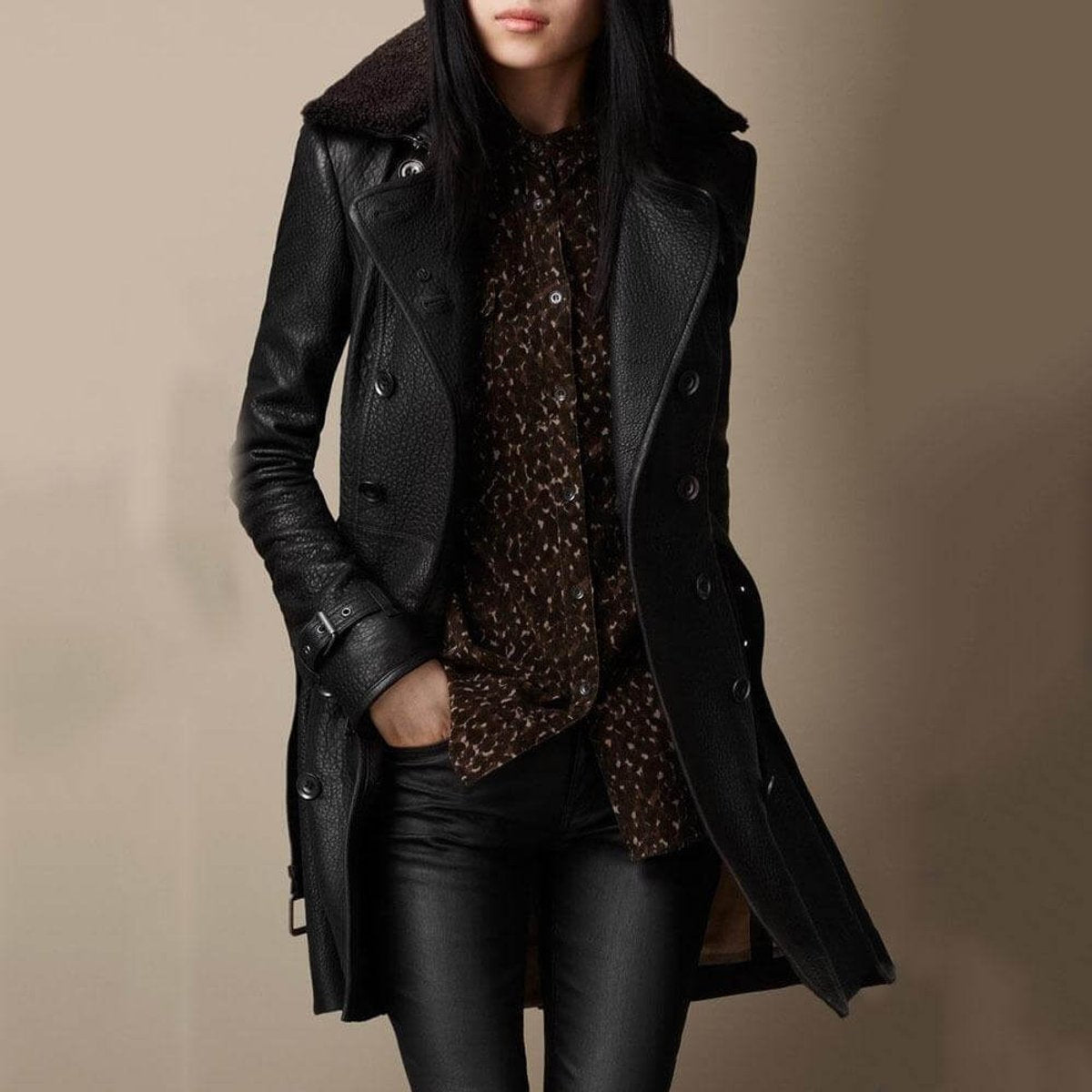 Women's Longline Padded Button-Front Trench Coat - view 1