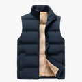 Men's Fleece-Lined Quilted Puffer Vest with Pockets in Blue - view 1