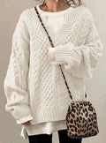Women's Cable-Knit Oversized Sweater in White - view 1