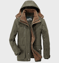 Men's Longline Fleece-Lined Hooded Padded Jacket in Green - view 1