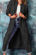 Women's Longline Pom-Pom Cardigan in Black - view 1