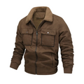 Men's Fleece-Lined Zip-Up Teddy Jacket with Hood in Dark Brown - view 1