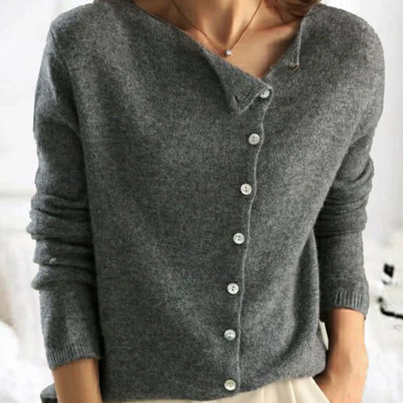 Women's Oversized Button-Front Cardigan in Grey - view 2