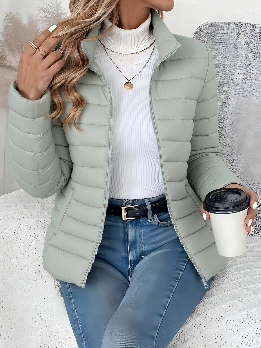 Women's Lightweight Slim-Fit Quilted Puffer Jacket in Sage Green - view 1