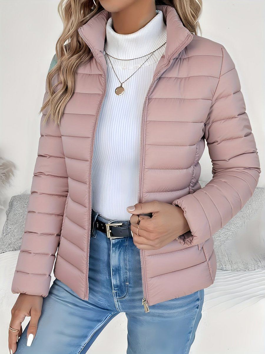 Women's Lightweight Slim-Fit Quilted Puffer Jacket in Pink - view 2