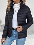Women's Lightweight Slim-Fit Quilted Puffer Jacket in Black - view 3