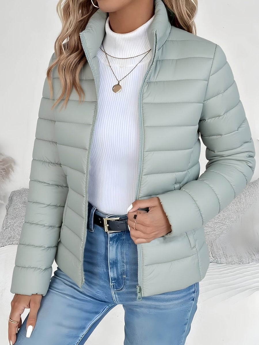 Women's Lightweight Slim-Fit Quilted Puffer Jacket in Sage Green - view 6