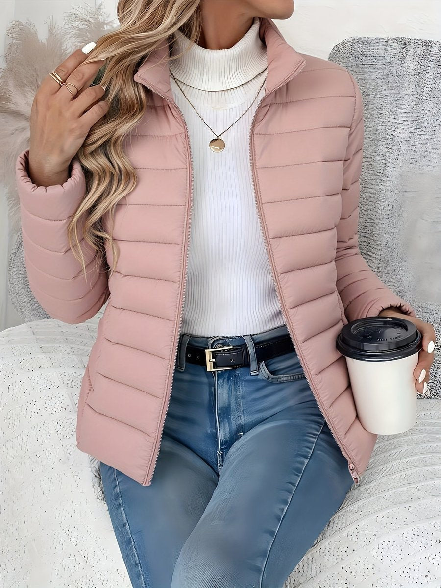 Women's Lightweight Slim-Fit Quilted Puffer Jacket in Pink - view 7